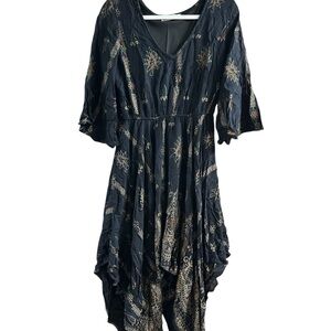 Elegant Black and Gold Boho Dress